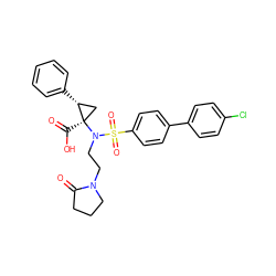 O=C1CCCN1CCN([C@]1(C(=O)O)C[C@H]1c1ccccc1)S(=O)(=O)c1ccc(-c2ccc(Cl)cc2)cc1 ZINC000044430553