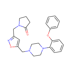 O=C1CCCN1Cc1cc(CN2CCN(c3ccccc3Oc3ccccc3)CC2)on1 ZINC000013817420