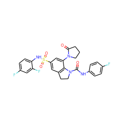 O=C1CCCN1c1cc(S(=O)(=O)Nc2ccc(F)cc2F)cc2c1N(C(=O)Nc1ccc(F)cc1)CC2 ZINC000473135128