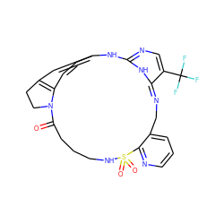 O=C1CCCNS(=O)(=O)c2ncccc2CN=C2NC(=NC=C2C(F)(F)F)Nc2ccc3c(c2)CCN13 ZINC001772578918