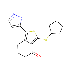 O=C1CCCc2c(-c3ccn[nH]3)sc(SC3CCCC3)c21 ZINC000203898970