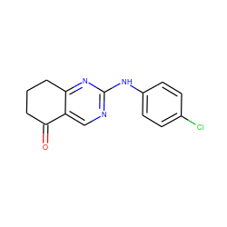 O=C1CCCc2nc(Nc3ccc(Cl)cc3)ncc21 ZINC000095831242