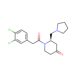 O=C1CCN(C(=O)Cc2ccc(Cl)c(Cl)c2)[C@@H](CN2CCCC2)C1 ZINC000013449240