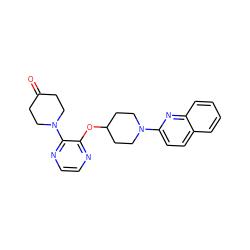 O=C1CCN(c2nccnc2OC2CCN(c3ccc4ccccc4n3)CC2)CC1 ZINC000096168781