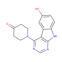 O=C1CCN(c2ncnc3[nH]c4ccc(O)cc4c23)CC1 ZINC000221379658