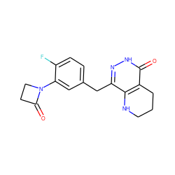 O=C1CCN1c1cc(Cc2n[nH]c(=O)c3c2NCCC3)ccc1F ZINC000084689758