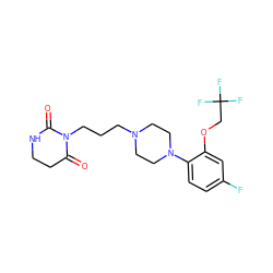 O=C1CCNC(=O)N1CCCN1CCN(c2ccc(F)cc2OCC(F)(F)F)CC1 ZINC000013490010