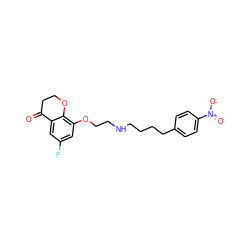 O=C1CCOc2c(OCCNCCCCc3ccc([N+](=O)[O-])cc3)cc(F)cc21 ZINC000013780402