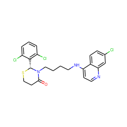 O=C1CCS[C@H](c2c(Cl)cccc2Cl)N1CCCCNc1ccnc2cc(Cl)ccc12 ZINC000035091149