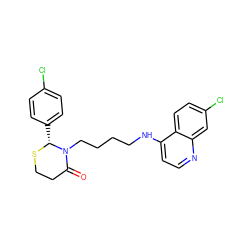 O=C1CCS[C@H](c2ccc(Cl)cc2)N1CCCCNc1ccnc2cc(Cl)ccc12 ZINC000035091197