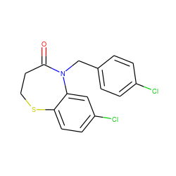 O=C1CCSc2ccc(Cl)cc2N1Cc1ccc(Cl)cc1 ZINC000001392634