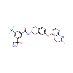 O=C1CCc2c(Oc3ccc4c(c3)C[C@H](NC(=O)c3cc(C(F)(F)F)cc(C5(O)CNC5)c3)CC4)ccnc2N1 ZINC000205050882