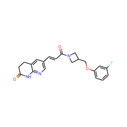 O=C1CCc2cc(/C=C/C(=O)N3CC(COc4cccc(F)c4)C3)cnc2N1 ZINC000299827070