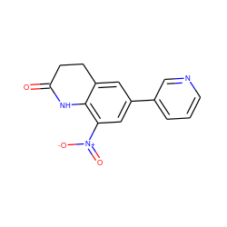 O=C1CCc2cc(-c3cccnc3)cc([N+](=O)[O-])c2N1 ZINC000040847174