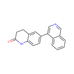 O=C1CCc2cc(-c3cncc4ccccc34)ccc2N1 ZINC000040847081