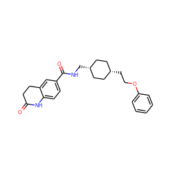 O=C1CCc2cc(C(=O)NC[C@H]3CC[C@@H](CCOc4ccccc4)CC3)ccc2N1 ZINC000253666699