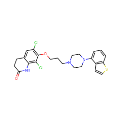 O=C1CCc2cc(Cl)c(OCCCN3CCN(c4cccc5sccc45)CC3)c(Cl)c2N1 ZINC001772637589