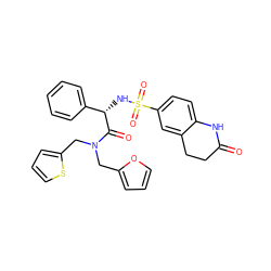 O=C1CCc2cc(S(=O)(=O)N[C@H](C(=O)N(Cc3ccco3)Cc3cccs3)c3ccccc3)ccc2N1 ZINC000142900430