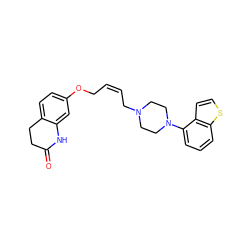 O=C1CCc2ccc(OC/C=C\CN3CCN(c4cccc5sccc45)CC3)cc2N1 ZINC000115090019