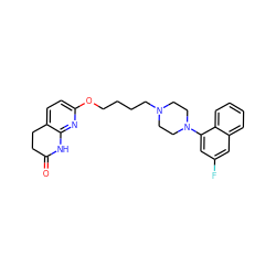 O=C1CCc2ccc(OCCCCN3CCN(c4cc(F)cc5ccccc45)CC3)nc2N1 ZINC000071297074