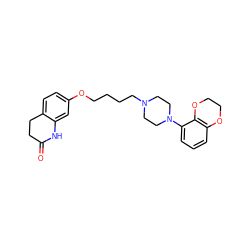 O=C1CCc2ccc(OCCCCN3CCN(c4cccc5c4OCCO5)CC3)cc2N1 ZINC000113398883