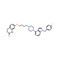 O=C1CCc2ccc(OCCCCN3CCN(c4cccc5c4ccn5Cc4ccc(F)cc4)CC3)cc2N1 ZINC000148714111