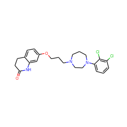 O=C1CCc2ccc(OCCCN3CCCN(c4cccc(Cl)c4Cl)CC3)cc2N1 ZINC000113394367