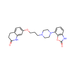 O=C1CCc2ccc(OCCCN3CCN(c4cccc5[nH]c(=O)oc45)CC3)cc2N1 ZINC000049110688