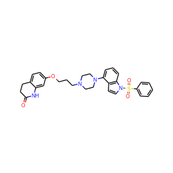 O=C1CCc2ccc(OCCCN3CCN(c4cccc5c4ccn5S(=O)(=O)c4ccccc4)CC3)cc2N1 ZINC000148584127