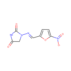 O=C1CN(/N=C/c2ccc([N+](=O)[O-])o2)C(=O)N1 ZINC000003875368