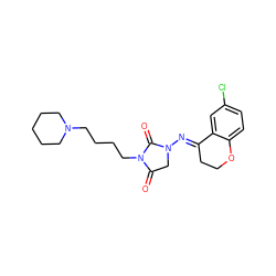 O=C1CN(/N=C2\CCOc3ccc(Cl)cc32)C(=O)N1CCCCN1CCCCC1 ZINC000040828075