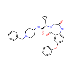 O=C1CN([C@@H](C(=O)NC2CCN(Cc3ccccc3)CC2)C2CC2)C(=O)c2cc(Oc3ccccc3)ccc2N1 ZINC000084604360