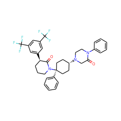 O=C1CN([C@H]2CC[C@](c3ccccc3)(N3CCC[C@@H](c4cc(C(F)(F)F)cc(C(F)(F)F)c4)C3=O)CC2)CCN1c1ccccc1 ZINC000253673706