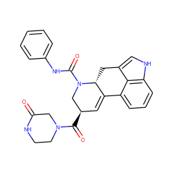 O=C1CN(C(=O)[C@@H]2C=C3c4cccc5[nH]cc(c45)C[C@H]3N(C(=O)Nc3ccccc3)C2)CCN1 ZINC000072177507