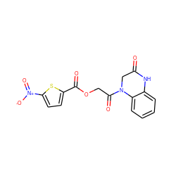 O=C1CN(C(=O)COC(=O)c2ccc([N+](=O)[O-])s2)c2ccccc2N1 ZINC000003287707