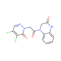 O=C1CN(C(=O)Cn2ncc(Cl)c(Cl)c2=O)c2ccccc2N1 ZINC000004931805