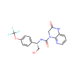 O=C1CN(C(=O)N[C@H](CO)c2ccc(OC(F)(F)F)cc2)c2ncccc2N1 ZINC001772609645