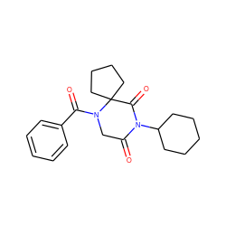 O=C1CN(C(=O)c2ccccc2)C2(CCCC2)C(=O)N1C1CCCCC1 ZINC000653871785