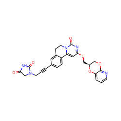 O=C1CN(CC#Cc2ccc3c(c2)CCn2c-3cc(OC[C@H]3COc4ncccc4O3)nc2=O)C(=O)N1 ZINC000220240321