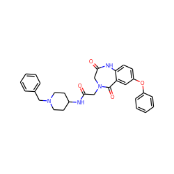 O=C1CN(CC(=O)NC2CCN(Cc3ccccc3)CC2)C(=O)c2cc(Oc3ccccc3)ccc2N1 ZINC000084604357