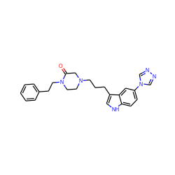 O=C1CN(CCCc2c[nH]c3ccc(-n4cnnc4)cc23)CCN1CCc1ccccc1 ZINC000000607671