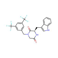 O=C1CN(Cc2cc(C(F)(F)F)cc(C(F)(F)F)c2)C(=O)[C@@H](Cc2c[nH]c3ccccc23)N1 ZINC000000598975