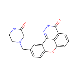 O=C1CN(Cc2ccc3oc4cccc5c(=O)[nH]nc(c3c2)c45)CCN1 ZINC000043131446