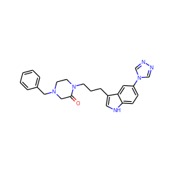 O=C1CN(Cc2ccccc2)CCN1CCCc1c[nH]c2ccc(-n3cnnc3)cc12 ZINC000013794208