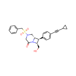 O=C1CN(S(=O)(=O)Cc2ccccc2)C[C@@H]2[C@@H](c3ccc(C#CC4CC4)cc3)[C@@H](CO)N12 ZINC000095602063