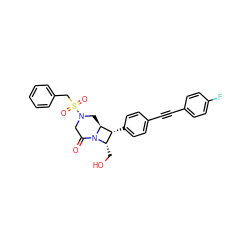 O=C1CN(S(=O)(=O)Cc2ccccc2)C[C@H]2[C@H](c3ccc(C#Cc4ccc(F)cc4)cc3)[C@H](CO)N12 ZINC000095605662