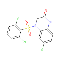 O=C1CN(S(=O)(=O)c2c(Cl)cccc2Cl)c2cc(Cl)ccc2N1 ZINC000042922507