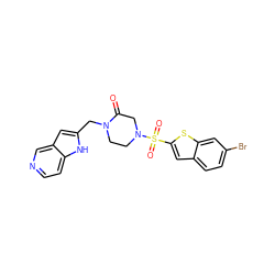 O=C1CN(S(=O)(=O)c2cc3ccc(Br)cc3s2)CCN1Cc1cc2cnccc2[nH]1 ZINC000100935052