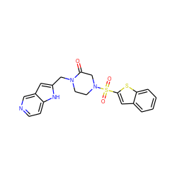 O=C1CN(S(=O)(=O)c2cc3ccccc3s2)CCN1Cc1cc2cnccc2[nH]1 ZINC000100935030