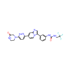 O=C1CN(c2ccc(-c3ccn4c(-c5cccc(NC(=O)NCC(F)(F)F)c5)cnc4c3)nn2)CCN1 ZINC000146952603